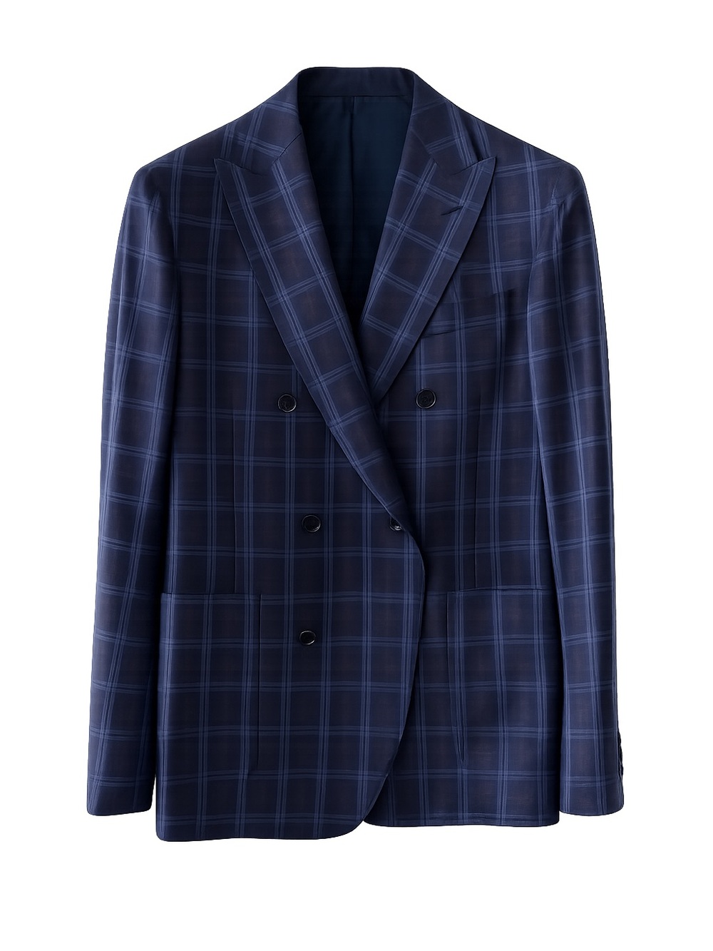 HACKETT MAYFAIR Double Breasted Loro Piana Navy Luxury Blazer | Blue Plaid 38R